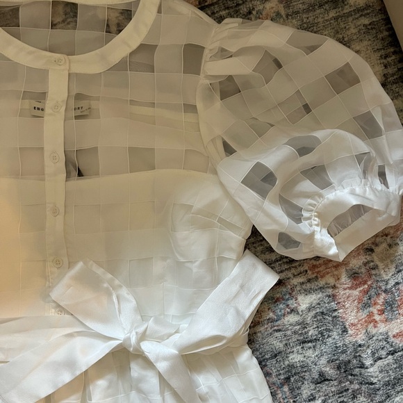 English Factory checkered puff sleeve midi dress NWT - Picture 5 of 7